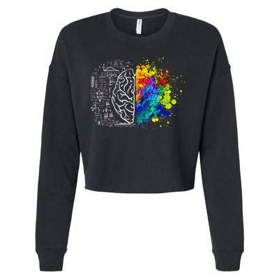 Colorful Art and Science Of The Brain Cropped Pullover Crew