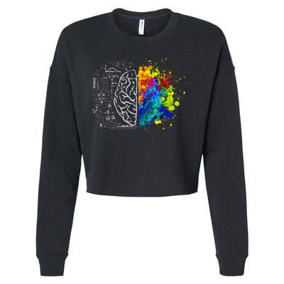 Colorful Art and Science Of The Brain Cropped Pullover Crew