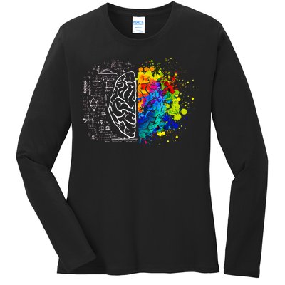 Colorful Art and Science Of The Brain Ladies Long Sleeve Shirt