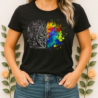 Colorful Art and Science Of The Brain Womens T-Shirt