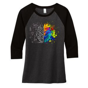 Colorful Art and Science Of The Brain Women's Tri-Blend 3/4-Sleeve Raglan Shirt