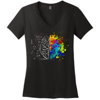 Colorful Art and Science Of The Brain Women's V-Neck T-Shirt