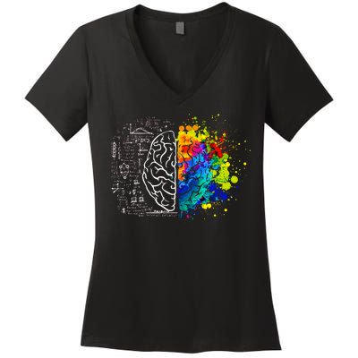 Colorful Art and Science Of The Brain Women's V-Neck T-Shirt