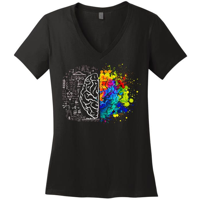 Colorful Art and Science Of The Brain Women's V-Neck T-Shirt