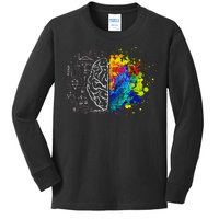 Colorful Art and Science Of The Brain Kids Long Sleeve Shirt