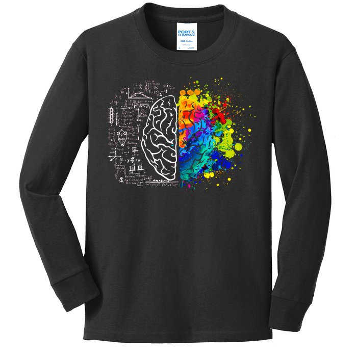 Colorful Art and Science Of The Brain Kids Long Sleeve Shirt