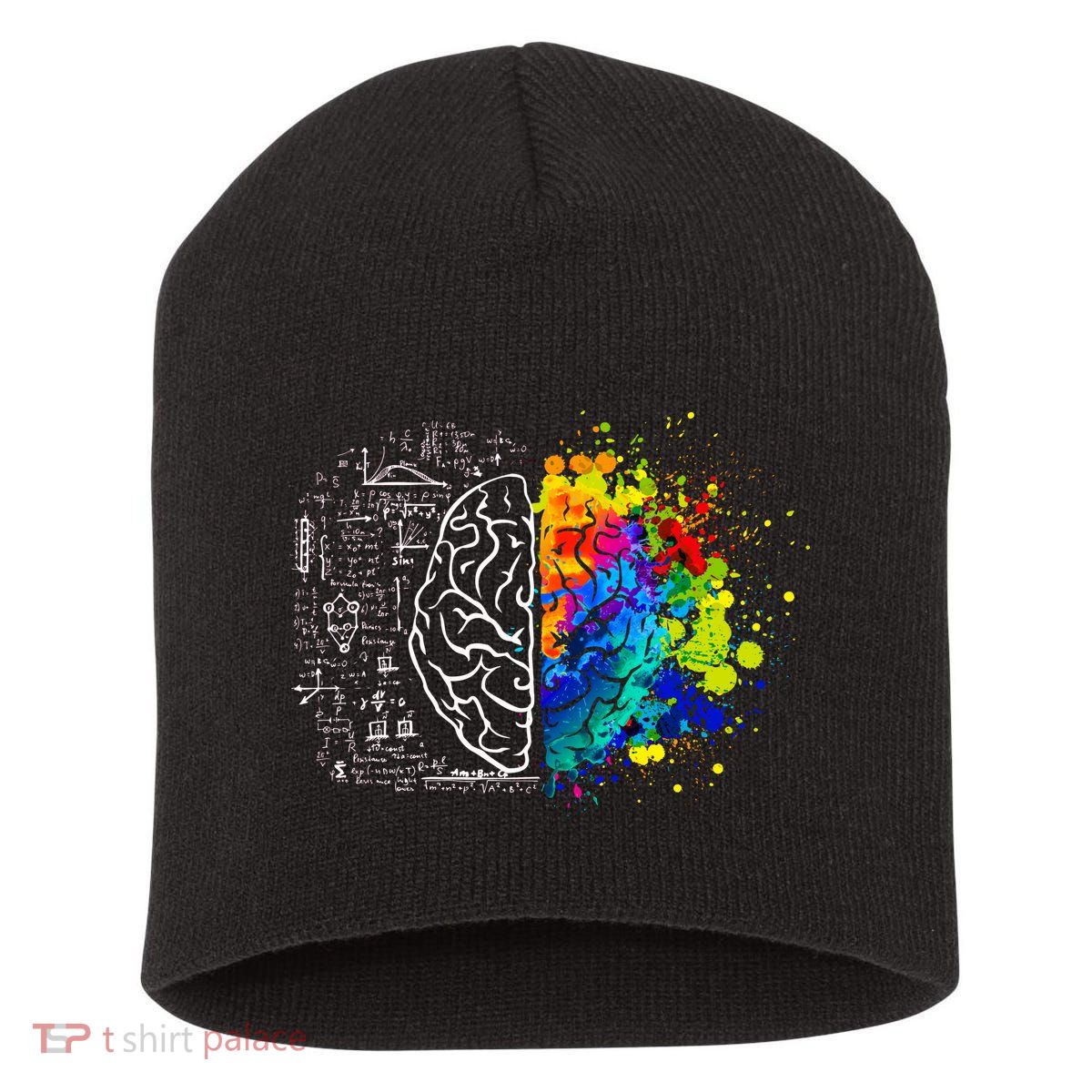 Colorful Art and Science Of The Brain Short Acrylic Beanie