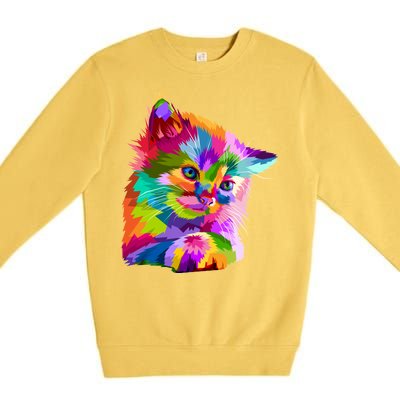 Colorful Atyle Cat Head Pop  Premium Crewneck Sweatshirt