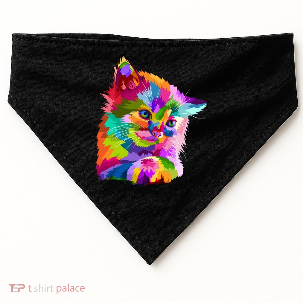 Colorful Atyle Cat Head Pop  USA-Made Doggie Bandana