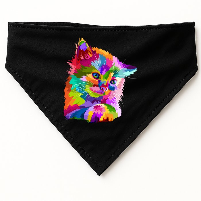 Colorful Atyle Cat Head Pop  USA-Made Doggie Bandana