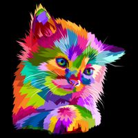 Colorful Atyle Cat Head Pop  USA-Made Doggie Bandana