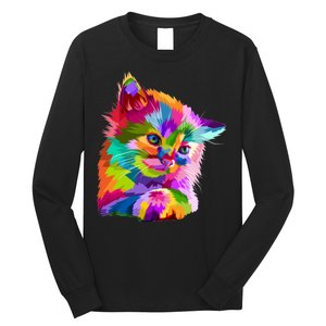 Colorful Atyle Cat Head Pop  Long Sleeve Shirt