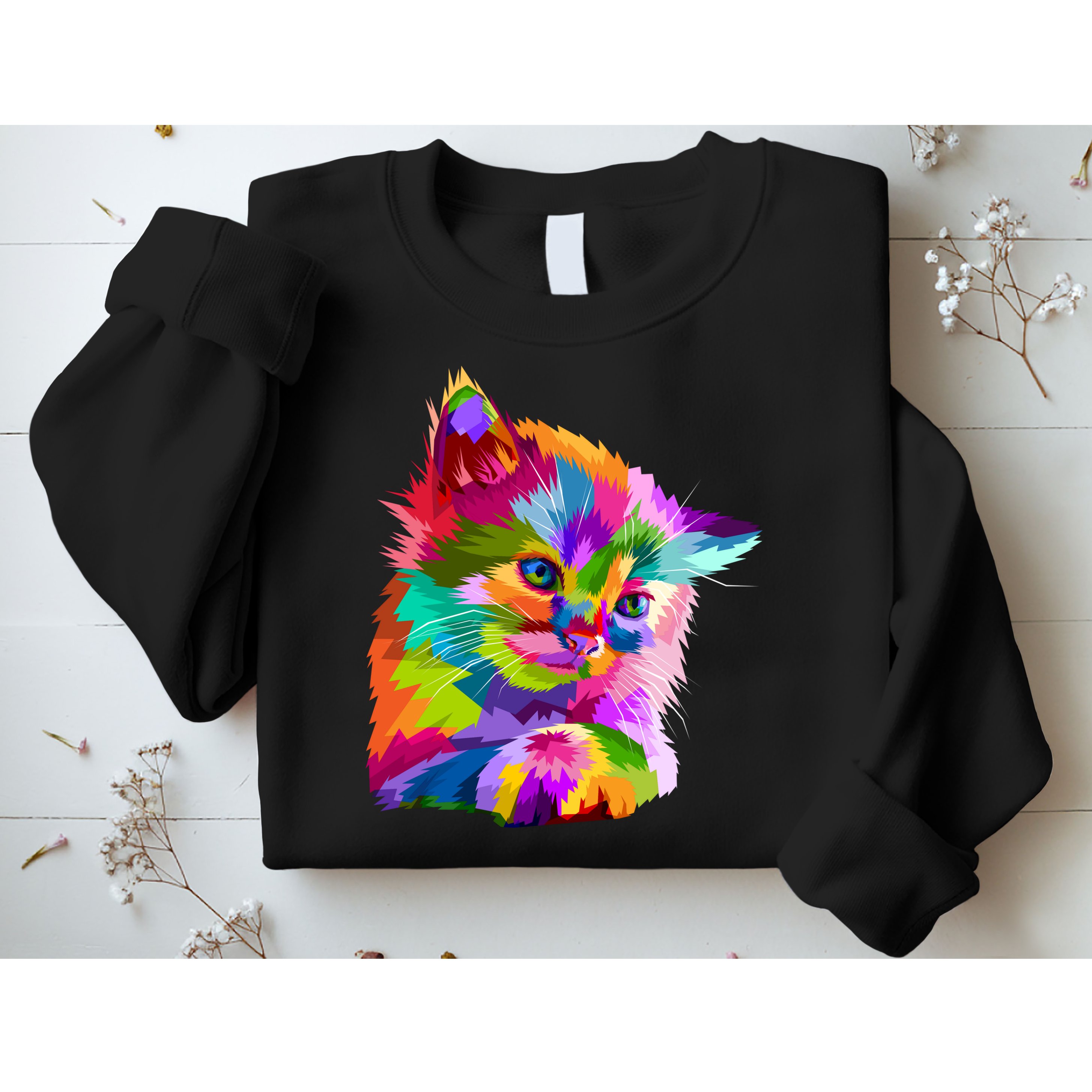 Colorful Atyle Cat Head Pop  Sweatshirt