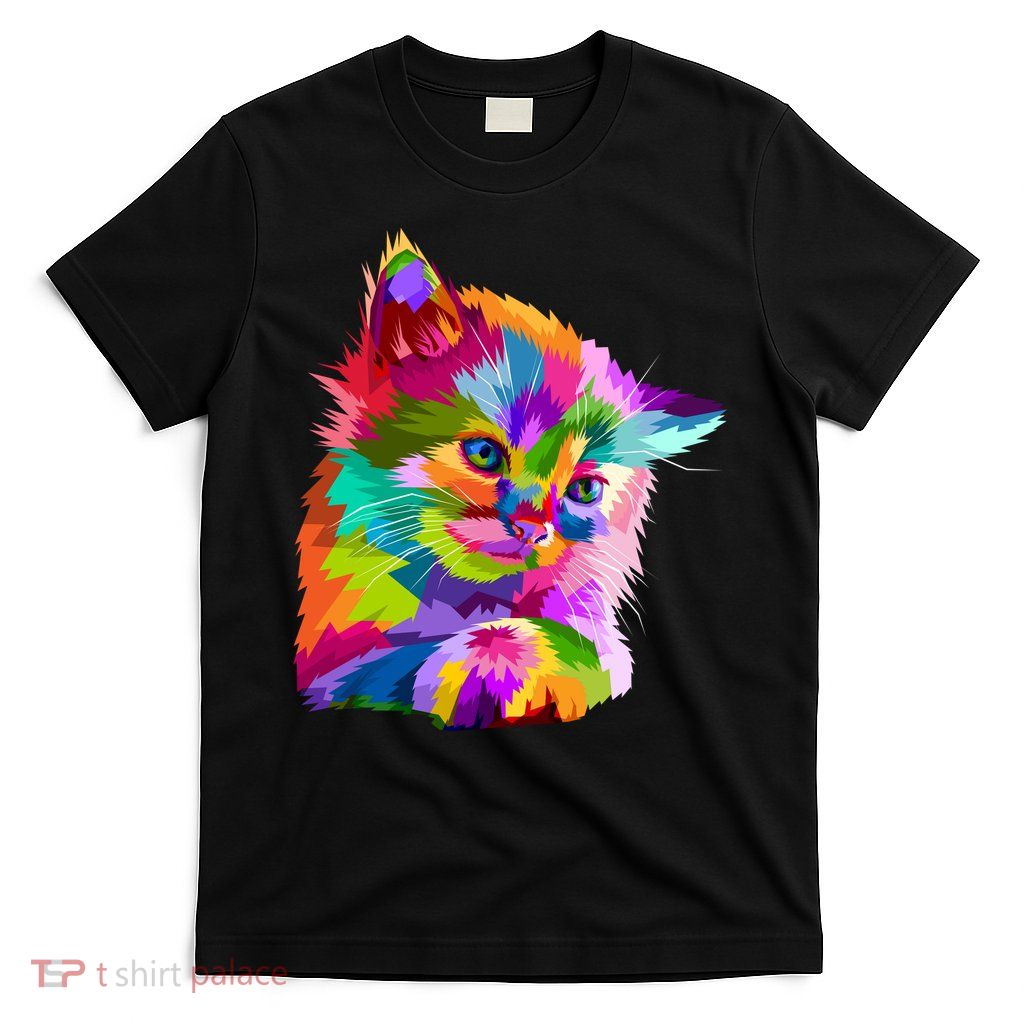 Colorful Atyle Cat Head Pop  T-Shirt