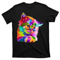 Colorful Atyle Cat Head Pop  T-Shirt