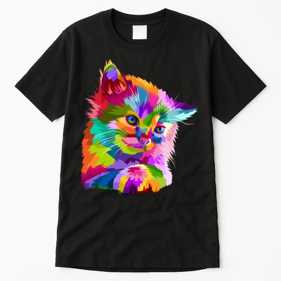 Colorful Atyle Cat Head Pop  Tall T-Shirt