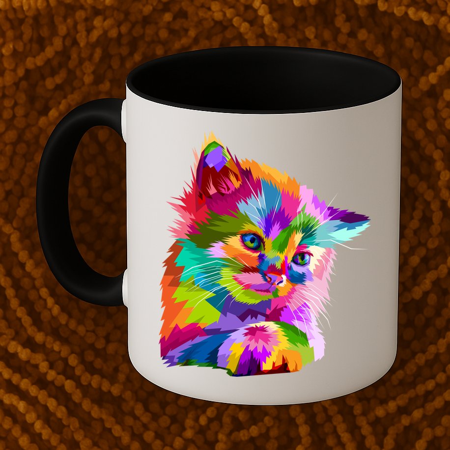 Colorful Atyle Cat Head Pop  Mug