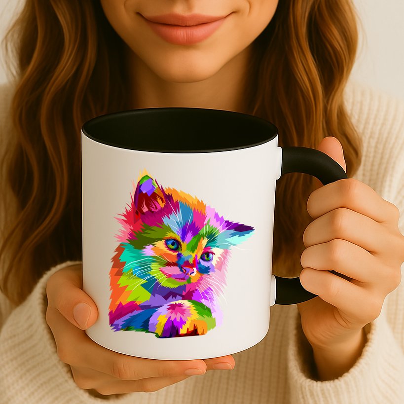 Colorful Atyle Cat Head Pop  Mug