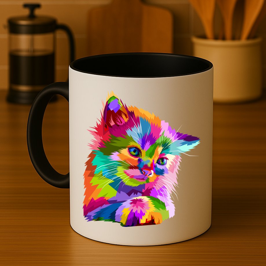 Colorful Atyle Cat Head Pop  Mug