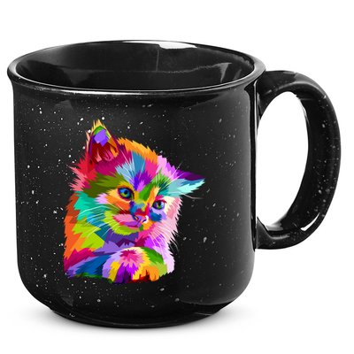 Colorful Atyle Cat Head Pop  15oz Campfire Ceramic Mug