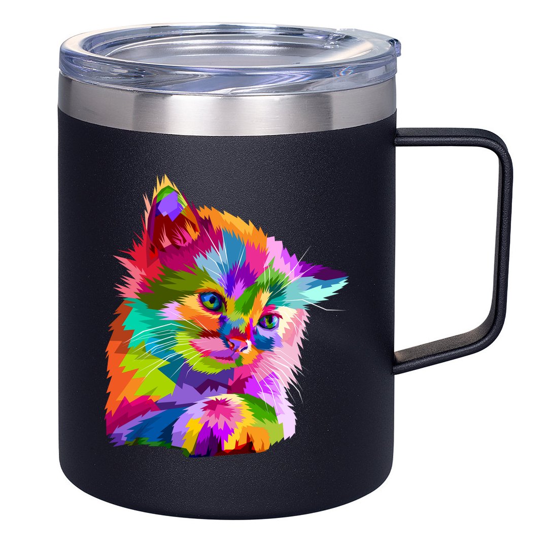 Colorful Atyle Cat Head Pop  12oz Stainless Steel Coffee Mug