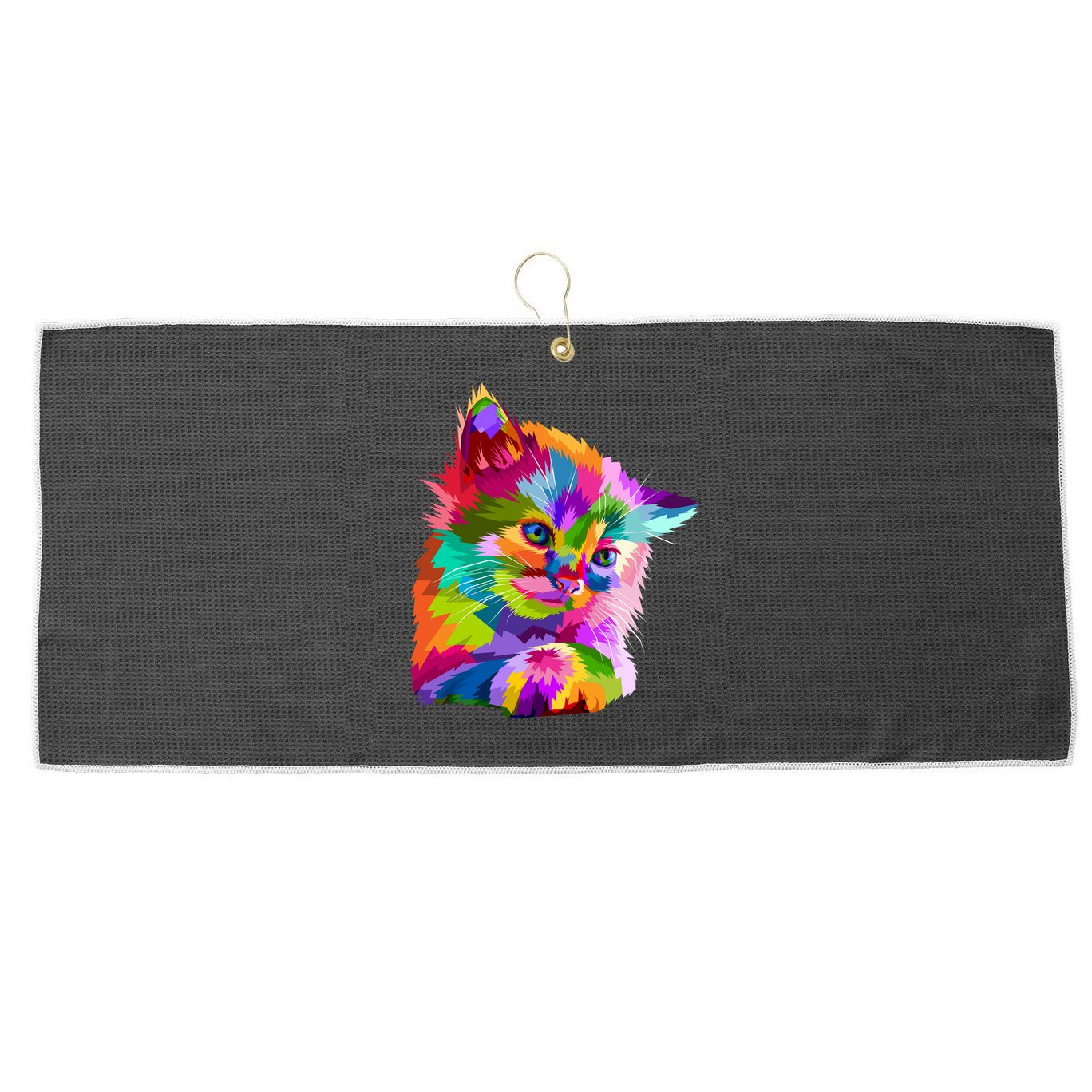 Colorful Atyle Cat Head Pop  Large Microfiber Waffle Golf Towel