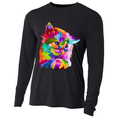 Colorful Atyle Cat Head Pop  Cooling Performance Long Sleeve Crew