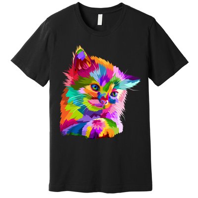 Colorful Atyle Cat Head Pop  Premium T-Shirt