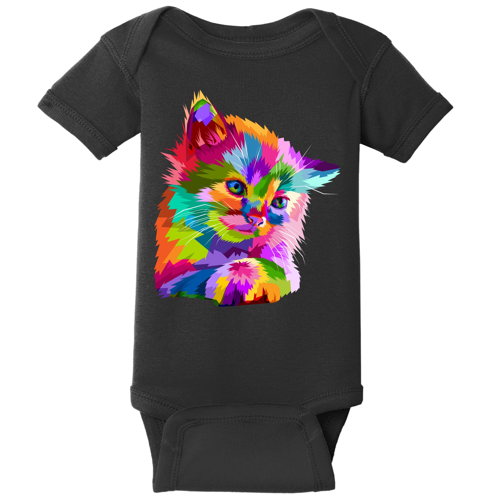 Colorful Atyle Cat Head Pop  Baby Bodysuit