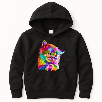 Colorful Atyle Cat Head Pop  Kids Hoodie