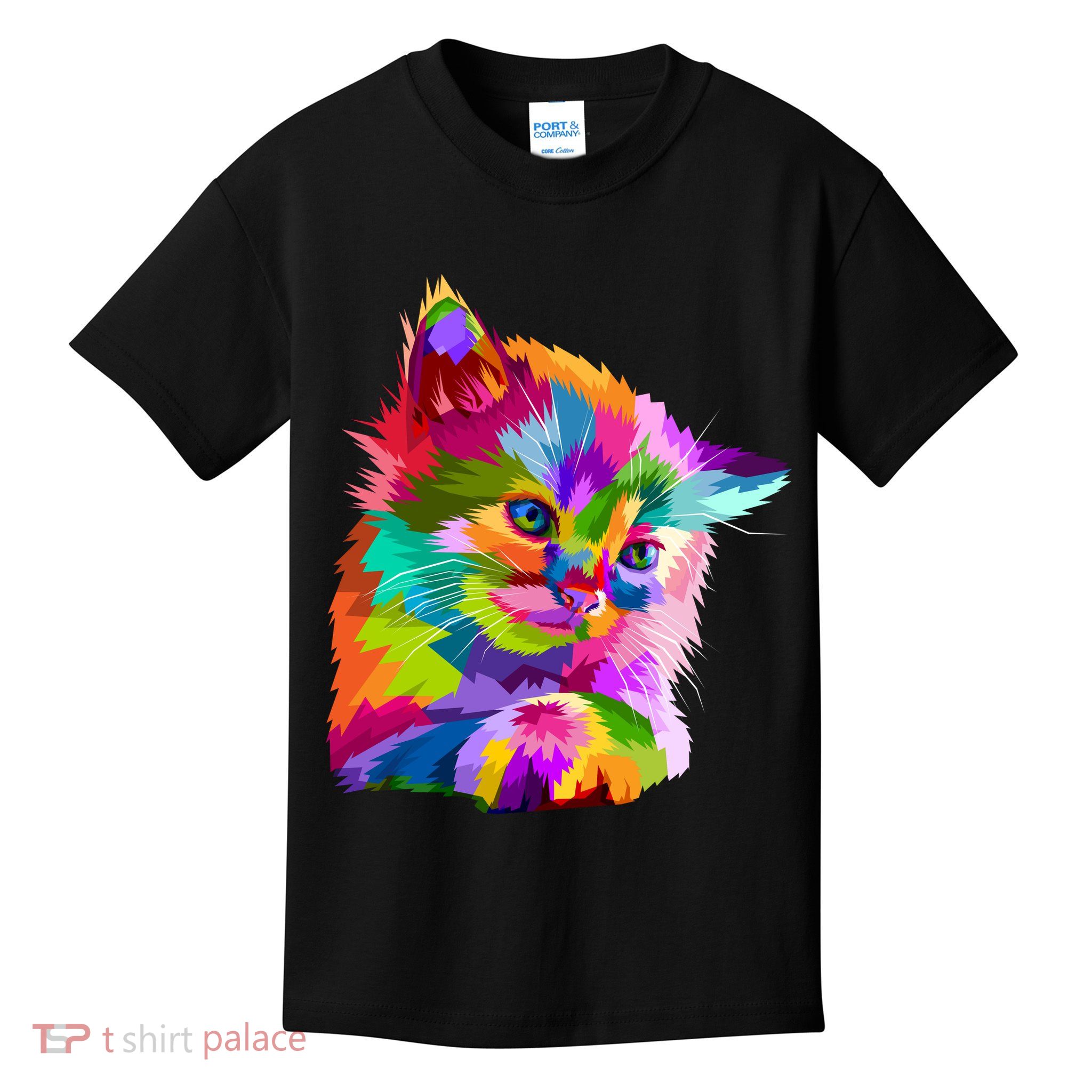 Colorful Atyle Cat Head Pop  Kids T-Shirt