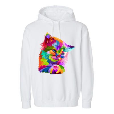 Colorful Atyle Cat Head Pop  Garment-Dyed Fleece Hoodie