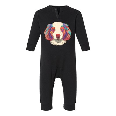 Colorful Australian Shepherd Infant Fleece One Piece