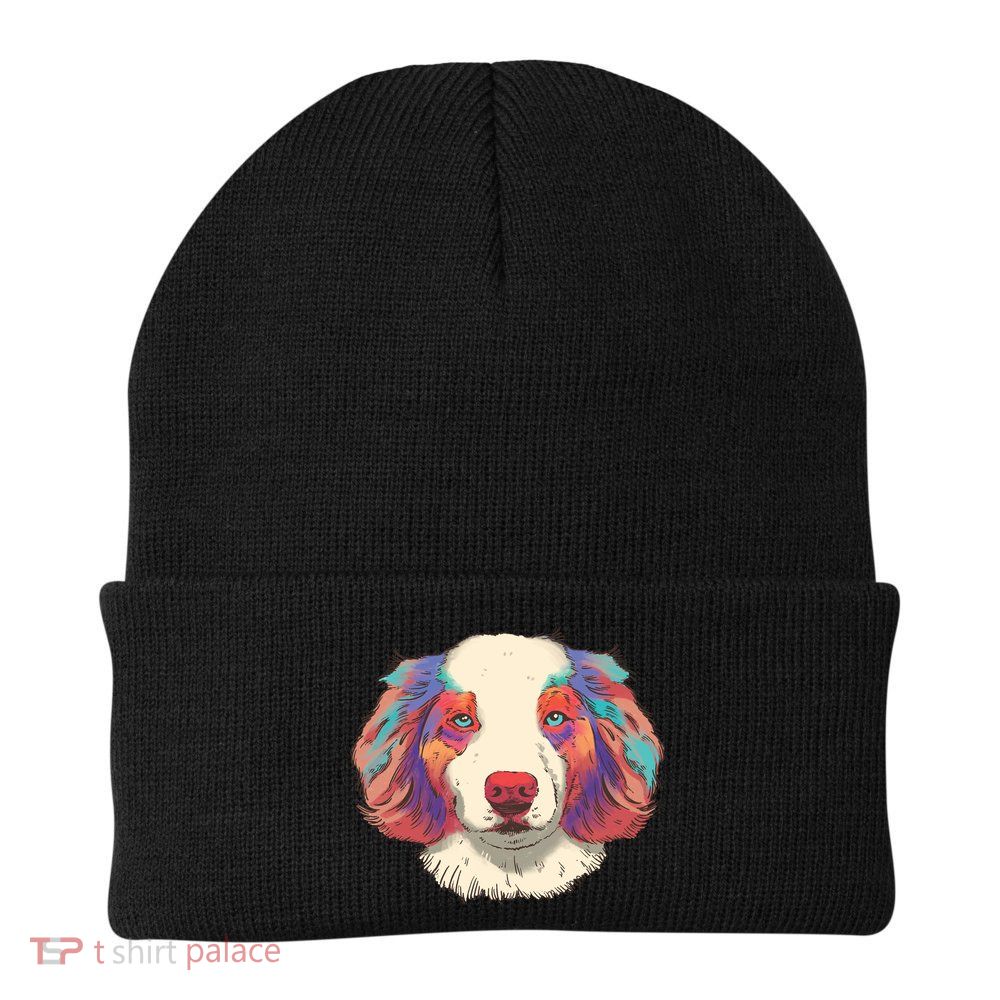 Colorful Australian Shepherd Knit Cap Winter Beanie