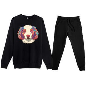 Colorful Australian Shepherd Premium Crewneck Sweatsuit Set