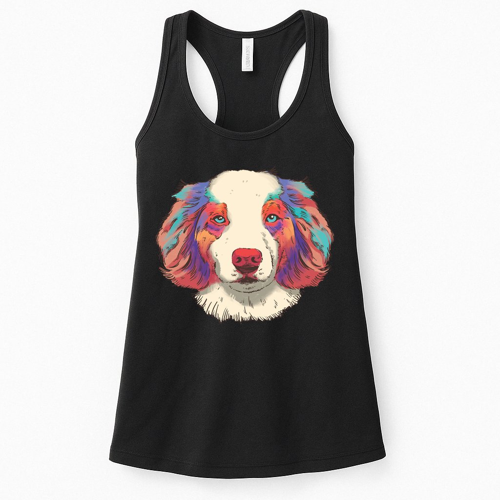 Colorful Australian Shepherd Womens Tank Top
