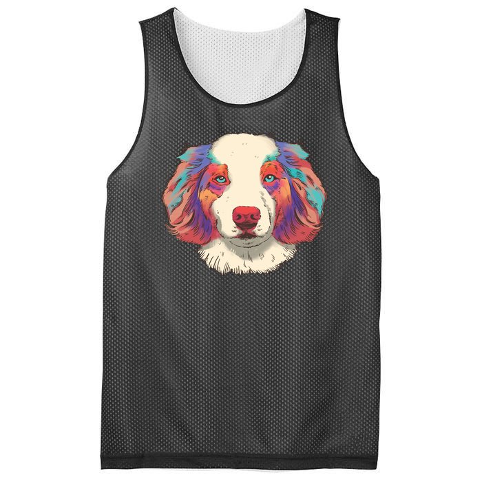 Colorful Australian Shepherd Mesh Reversible Basketball Jersey Tank