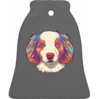 Colorful Australian Shepherd Ceramic Bell Ornament