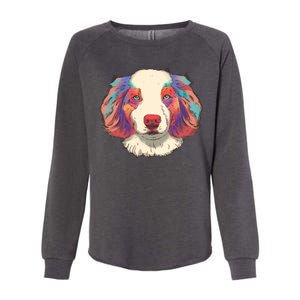 Colorful Australian Shepherd Womens California Wash Sweatshirt