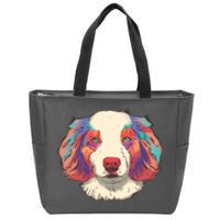 Colorful Australian Shepherd Zip Tote Bag