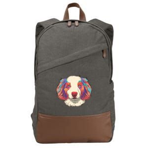 Colorful Australian Shepherd Cotton Canvas Backpack