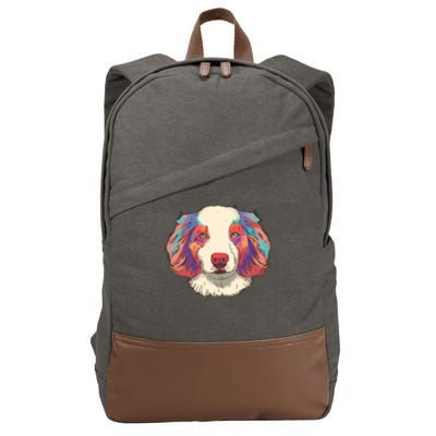 Colorful Australian Shepherd Cotton Canvas Backpack