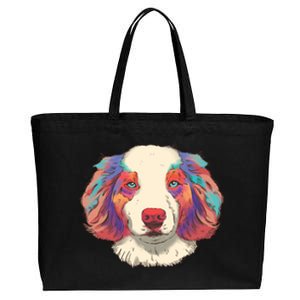 Colorful Australian Shepherd Cotton Canvas Jumbo Tote