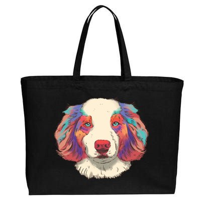 Colorful Australian Shepherd Cotton Canvas Jumbo Tote