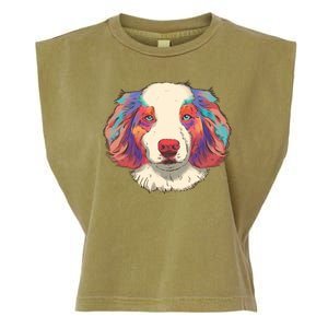 Colorful Australian Shepherd Garment-Dyed Women's Muscle Tee