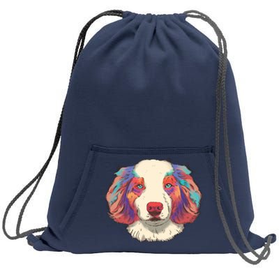 Colorful Australian Shepherd Sweatshirt Cinch Pack Bag