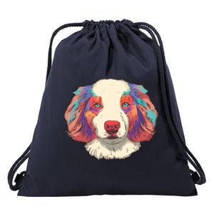 Colorful Australian Shepherd Drawstring Bag