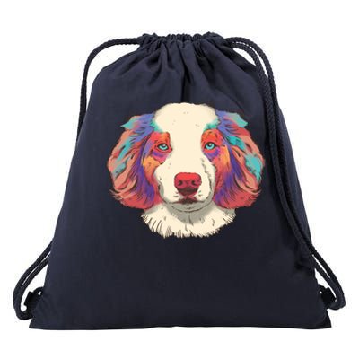 Colorful Australian Shepherd Drawstring Bag