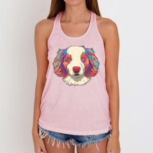 Colorful Australian Shepherd Women's Knotted Racerback Tank