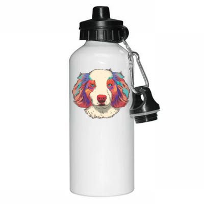 Colorful Australian Shepherd Aluminum Water Bottle 